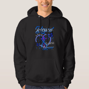 We Wear Blue For Diabetes Awareness Leopard Ribbon Hoodie