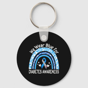 We Wear Blue For Diabetes Awareness Rainbow Leopar Key Ring