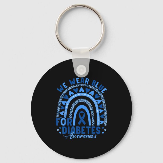 We Wear Blue For Diabetes Awareness Unity Support  Key Ring (Front)