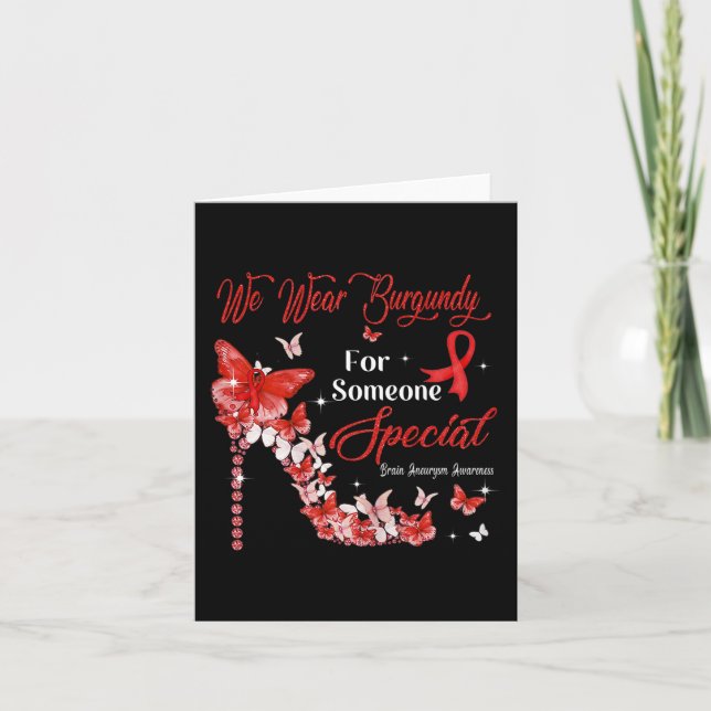 We Wear Burgundy Butterflies Brain Aneurysm Awaren Card (Front)