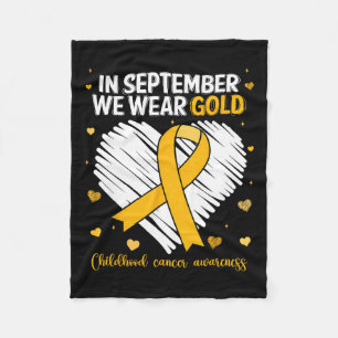 We Wear Gold Childhood Cancer Awareness Gold Ribbo Fleece Blanket