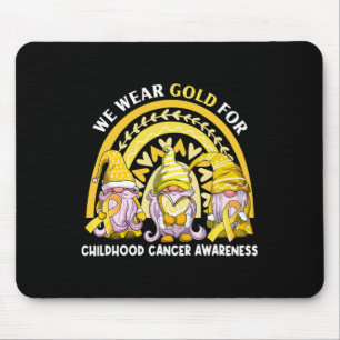 We Wear Gold For Childhood Cancer Awareness Gnomie Mouse Pad