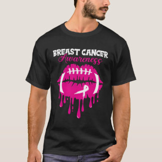 We Wear K Ribbon Football Lips Breast Cancer Aware T-Shirt