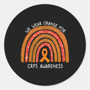 We Wear Orange Ribbon For Crps Awareness Rainbow  Classic Round Sticker