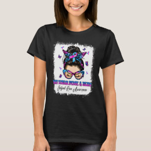 We Wear Pink Blue Messy Bun Warrior Infant Loss Aw T-Shirt