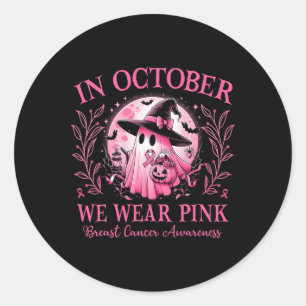 We Wear Pink Breast Cancer Awareness Halloween Gho Classic Round Sticker