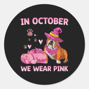 We Wear Pink English Bulldog Breast Cancer Awarene Classic Round Sticker