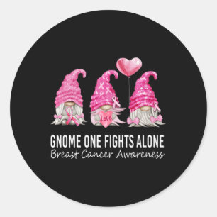 We Wear Pink Gnome Gnomies Breast Cancer Awareness Classic Round Sticker