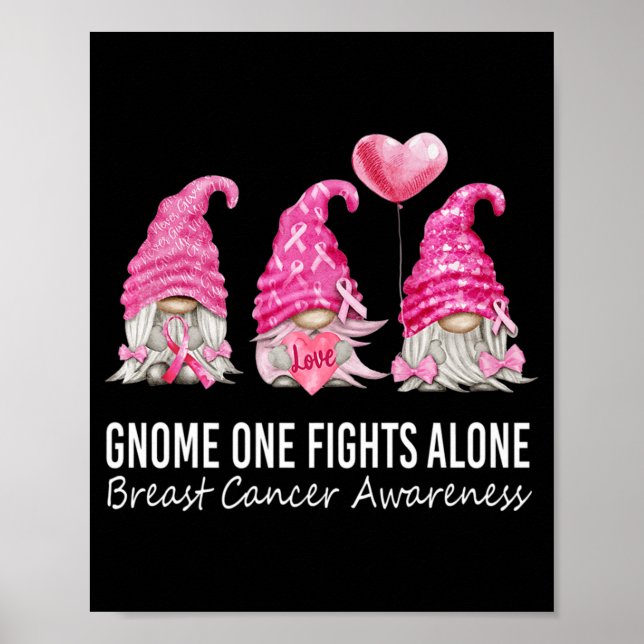 We Wear Pink Gnome Gnomies Breast Cancer Awareness Poster (Front)
