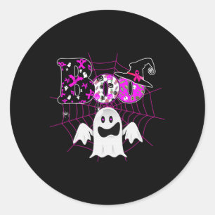 We Wear Pink Witch Hat Boo Ghost Breast Cancer Hal Classic Round Sticker