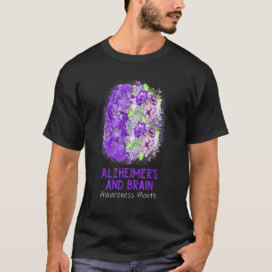 We Wear Purple Floral Brain Alzheimer's Awareness T-Shirt