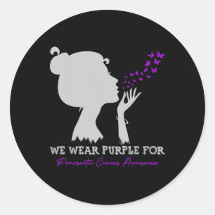 We Wear Purple For Pancreatic Cancer Awareness Ame Classic Round Sticker