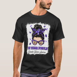We Wear Purple Messy Bun Warrior Domestic Violence T-Shirt