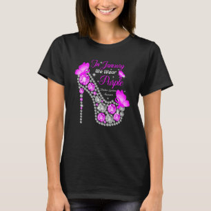 We Wear Purple Ribbon Butterflies High Heel Moebiu T-Shirt
