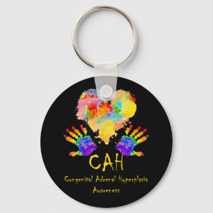 We Wear Rainbow Heart For Congenital Adrenal Key Ring