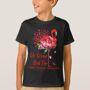 We Wear Red For Heart Disease Awareness Flamingo T-Shirt