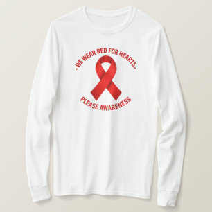 We Wear Red for Hearts – Red Ribbon Awareness T-Shirt