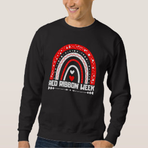 We Wear Red For Red Ribbon Week Awareness Leopard  Sweatshirt