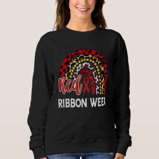 We Wear Red For Red Ribbon Week Awareness Leopard  Sweatshirt