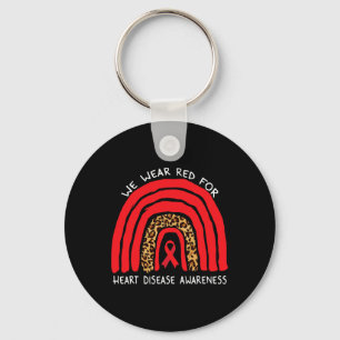 We Wear Red Rainbow For Heart Disease Awareness Key Ring
