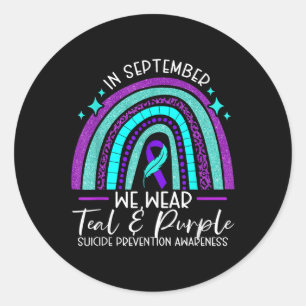 We Wear Teal &amp; Purple Suicide Prevention Aware Classic Round Sticker