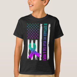 We Wear Teal and Purple Suicide Prevention Awarene T-Shirt