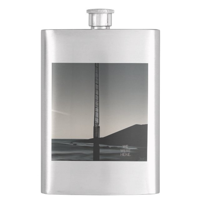 We Were Here w title stainless steel flask (Front)