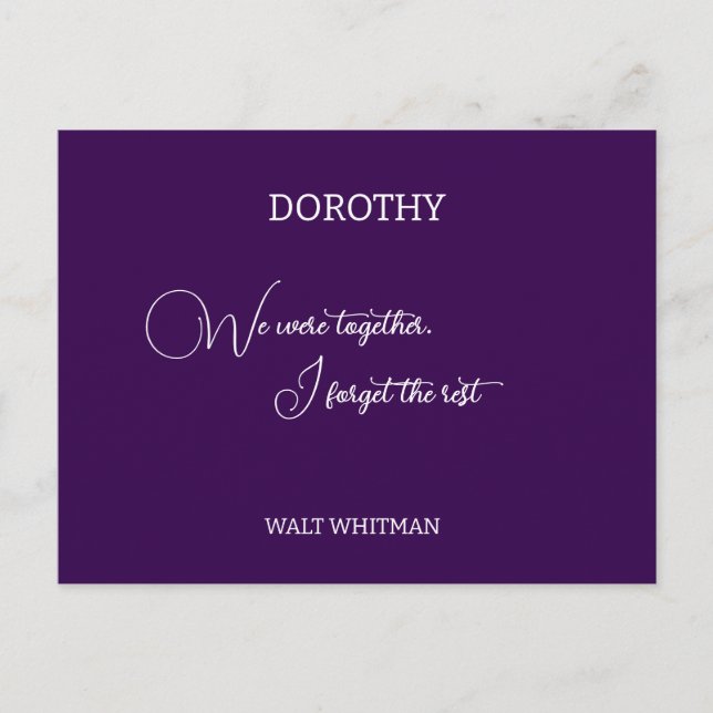 We were together Walt Whitman personalised Postcard (Front)