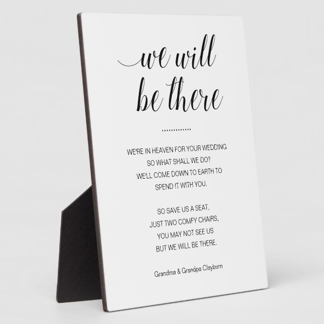 We Will Be There Memorial Chair With Names Wedding Plaque (Side)