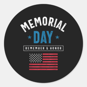 We Will Never Forget America Flag Stars Memorial D Classic Round Sticker