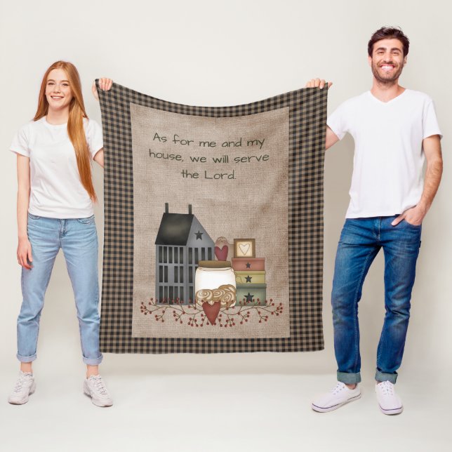We Will Serve The Lord - Primitive Country Fleece Blanket (In Situ)
