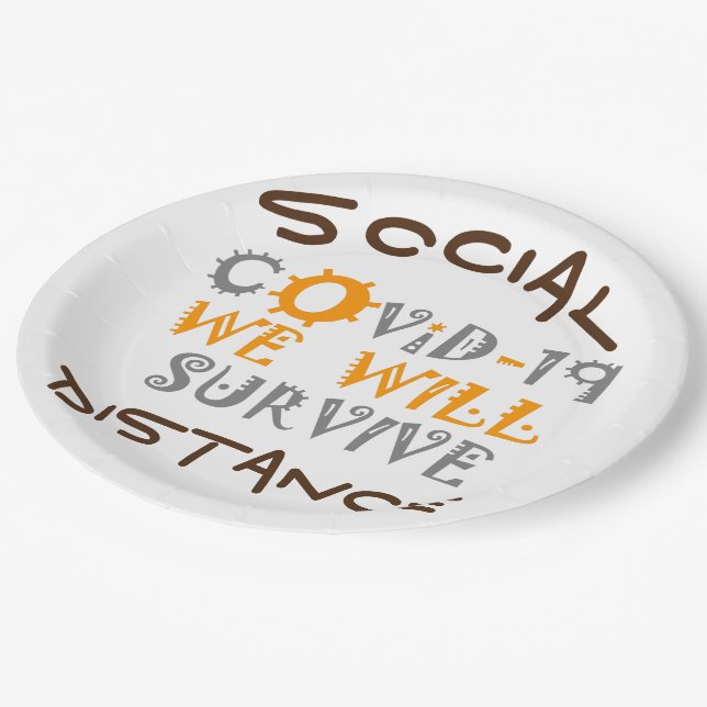We Will Survive COVID-19 –  Strength & Resilience Paper Plate (Angled)
