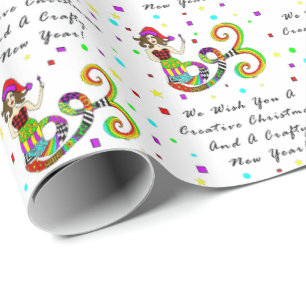 We Wish You A Creative Christmas Mermaid Wrapping Paper