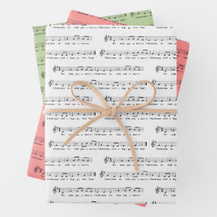 We Wish You a Merry Christmas Bright Musical Wrapping Paper Sheet
