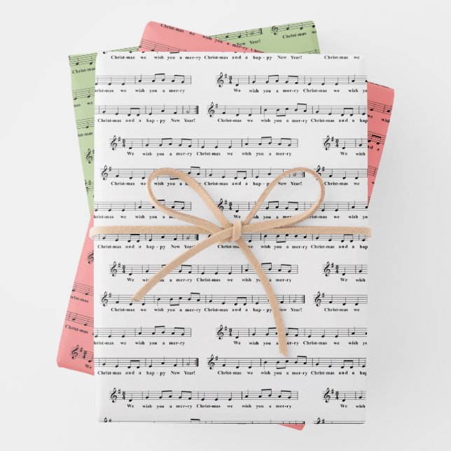 We Wish You a Merry Christmas Bright Musical Wrapping Paper Sheet (In situ)
