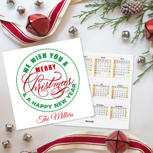 We Wish You A Merry Christmas Calendar Holiday Card