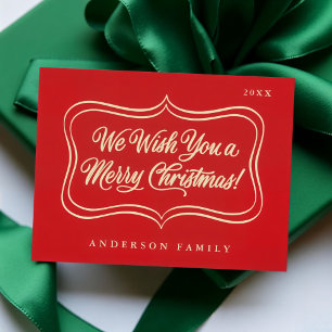 We wish you a Merry Christmas Classic Gold Frame Holiday Postcard