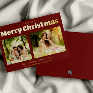 We Wish You A Merry Christmas Family Photo Gold