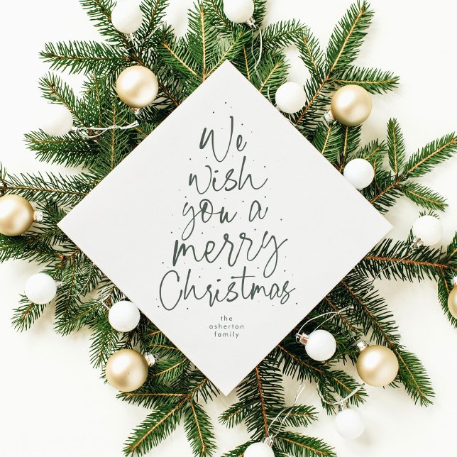We wish you a merry Christmas fun green holiday Napkin (Creator Uploaded)