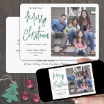 We Wish You a Merry Christmas Green Script 1 Photo Holiday Card<br><div class="desc">Send stylish joyful greetings and share one favourite picture with a unique custom photo holiday card. All text on this template is simple to personalise to include any wording, such as Happy Holidays, Seasons Greetings, New Year Cheers etc. The message that reads "We wish you a Merry Christmas and a...</div>