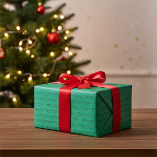 We Wish You a Merry Christmas Music in Jade Green Wrapping Paper