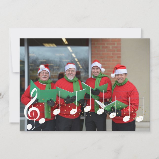 We Wish You a Merry Christmas Music Singer Caroler Holiday Card (Front)