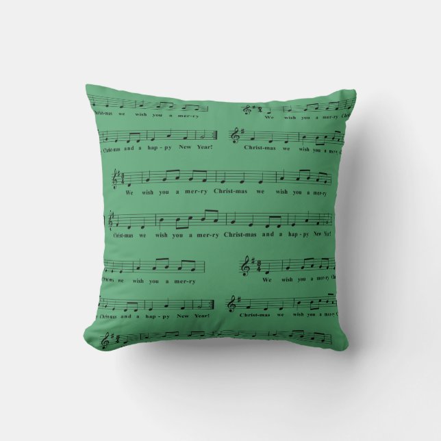We Wish You a Merry Christmas Musical Green Cushion (Front)