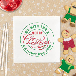 We Wish You A Merry Christmas Red and Green Napkin