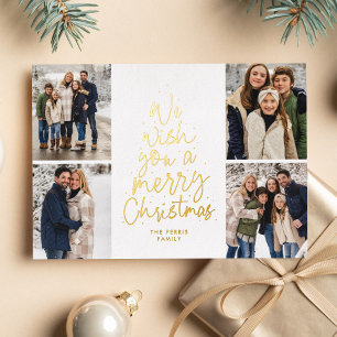 We wish you a Merry Christmas red gold four photo