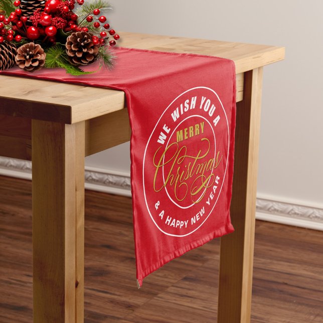 We Wish You a Merry Christmas Red  Medium Table Runner (Creator Uploaded)