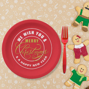 We Wish You a Merry Christmas Red  Paper Plate