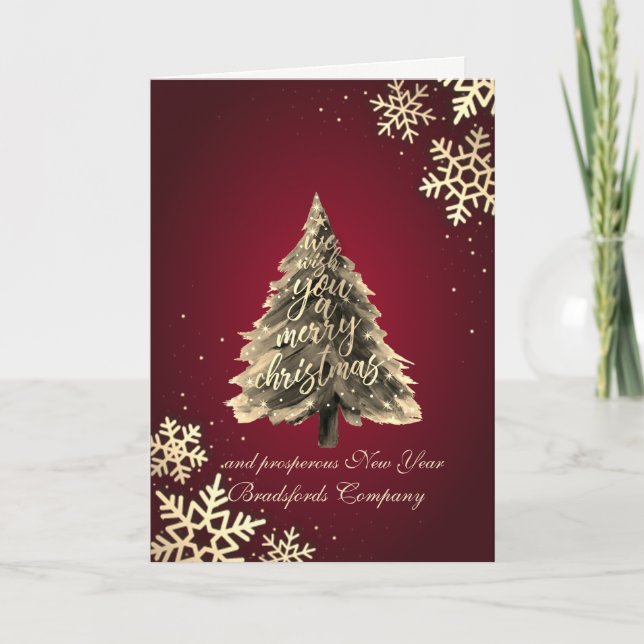 We Wish You A Merry Christmas,Snowflakes,Red Holiday Card (Front)