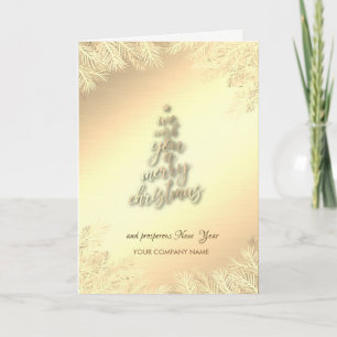 We Wish You A Merry Christmas Tree Branches Gold Holiday Card