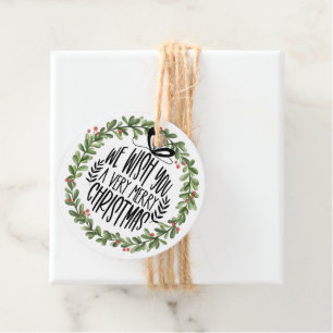 We Wish You a Merry Christmas Watercolor Wreath Favour Tags